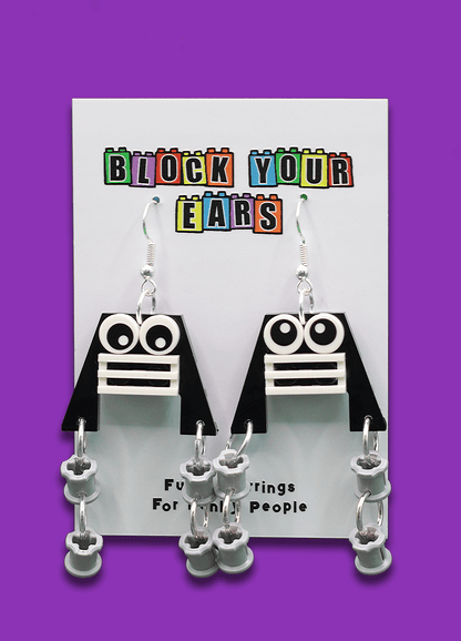 Quirky Lego Earrings | Funny Face Earrings | Block Your Ears