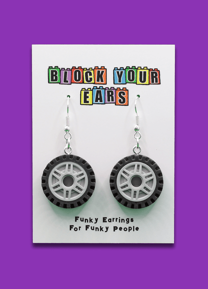 Wheel Dangle Earrings | Lego Wheel Earrings | Block Your Ears