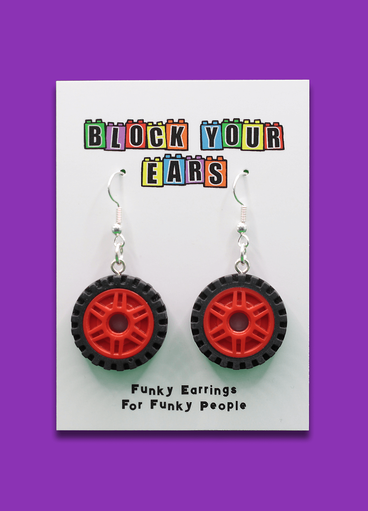 Wheel Dangle Earrings | Lego Wheel Earrings | Block Your Ears