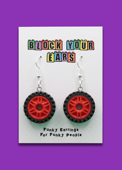 Wheel Dangle Earrings | Lego Wheel Earrings | Block Your Ears