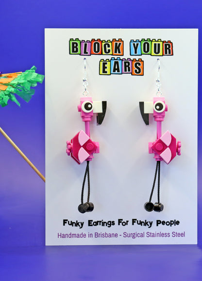 Flamingo Earrings | Quirky Bird Earrings | Block Your Ears