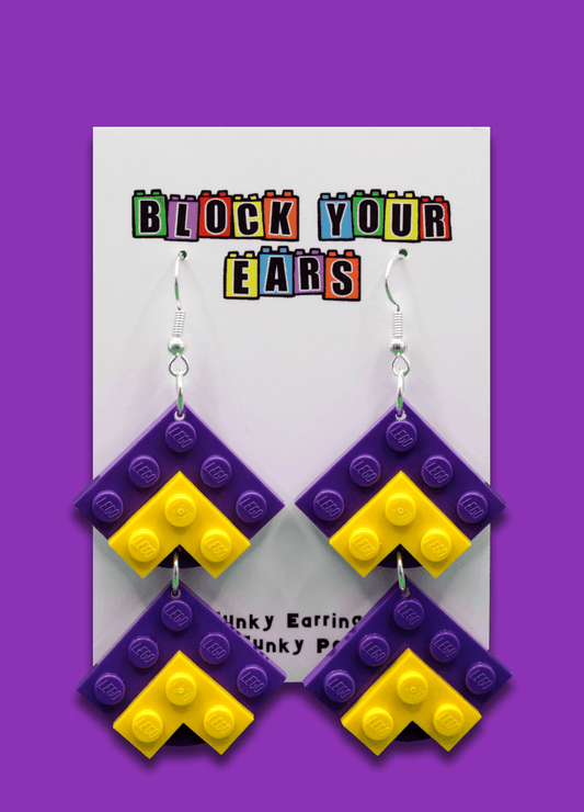 Geometric Dangle Earrings | Genuine Lego Bricks | Block Your Ears