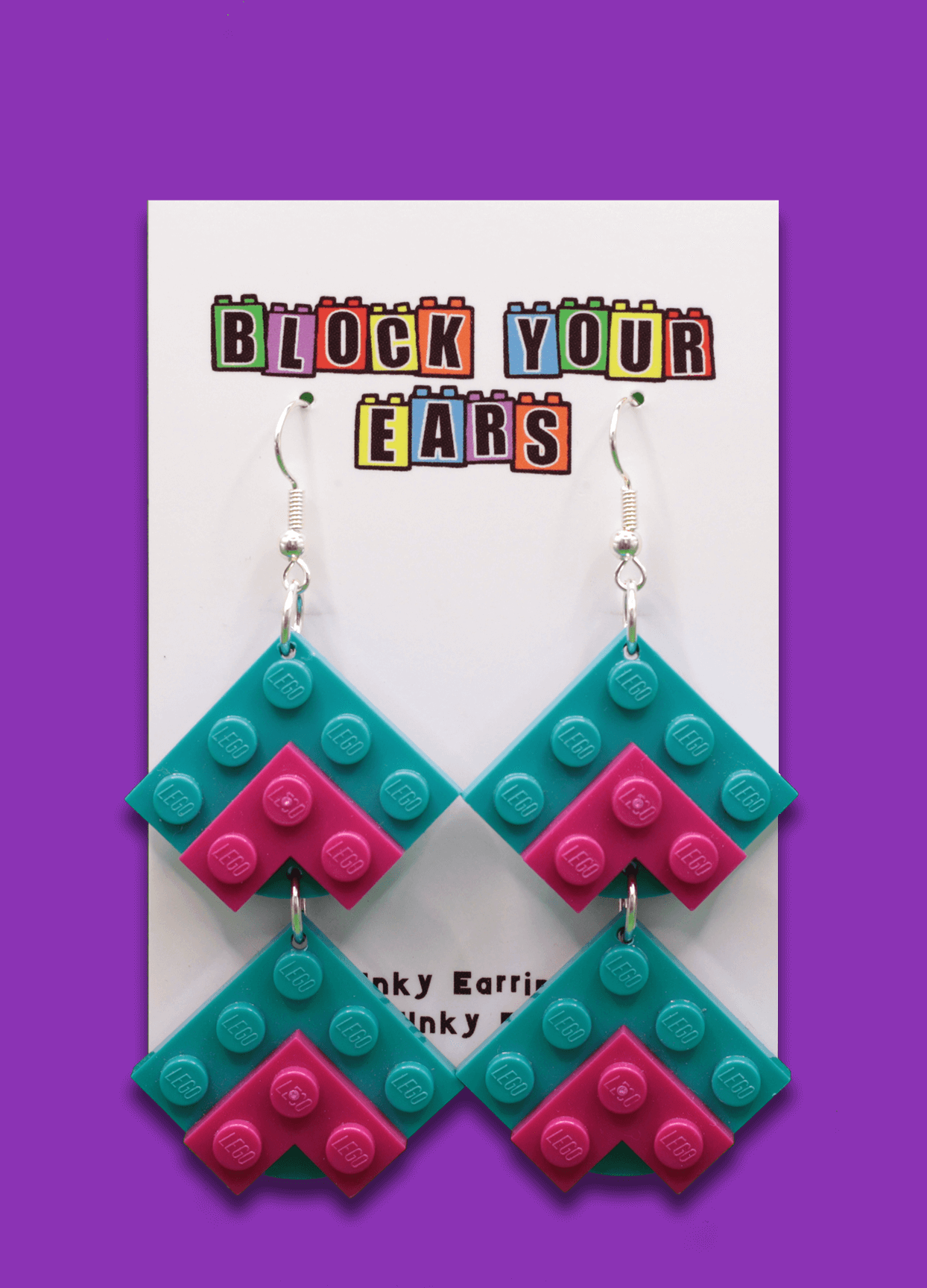 Geometric Dangle Earrings | Genuine Lego Bricks | Block Your Ears