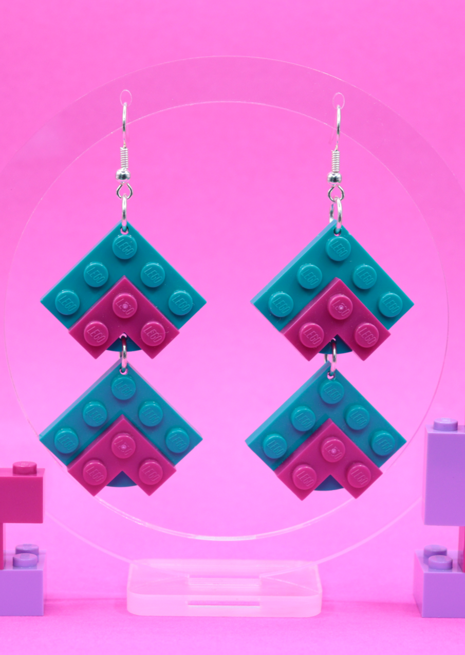 Geometric Dangle Earrings | Genuine Lego Bricks | Block Your Ears