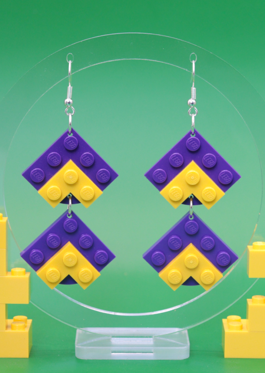 Geometric Dangle Earrings | Genuine Lego Bricks | Block Your Ears