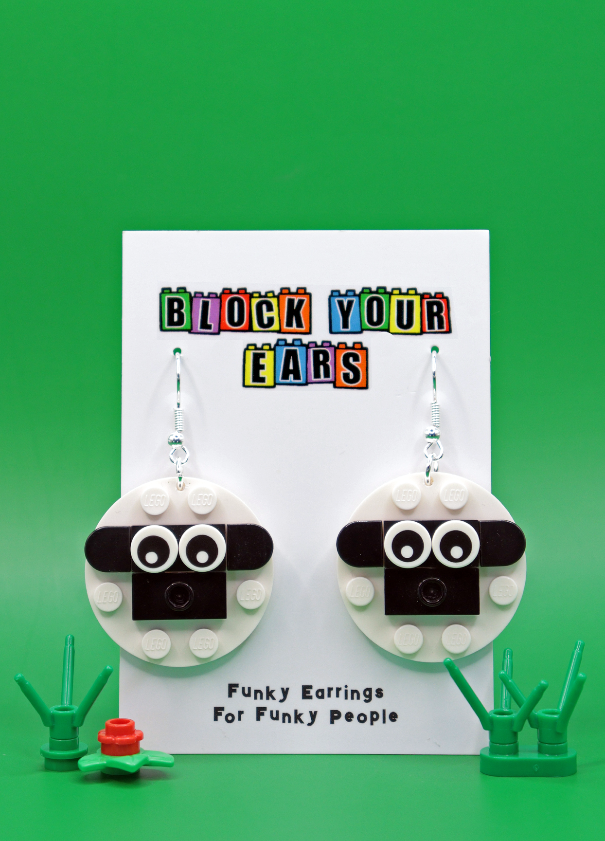 Cute Sheep Earrings | Handmade Lego Earrings | Block Your Ears