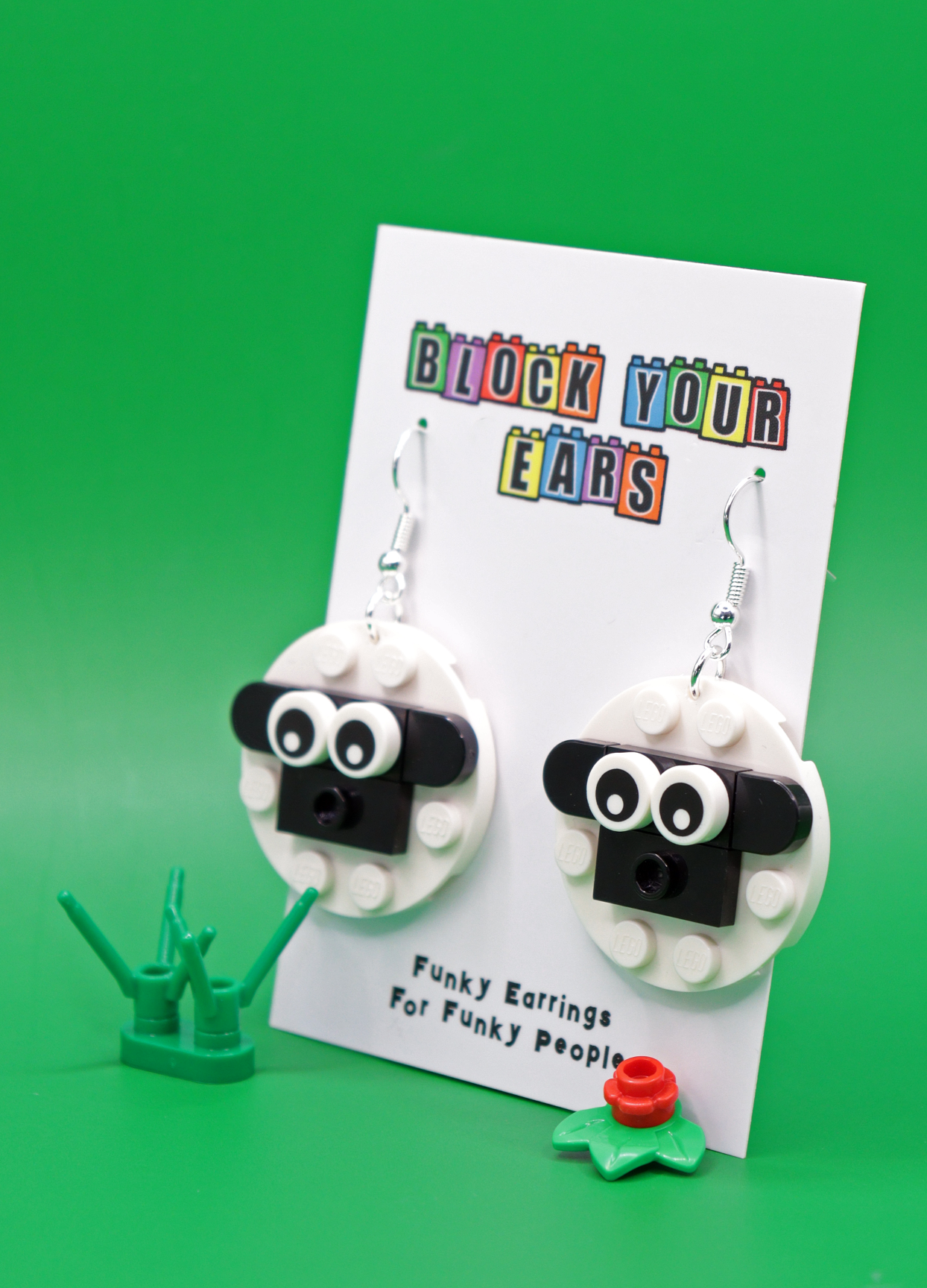 Cute Sheep Earrings | Handmade Lego Earrings | Block Your Ears