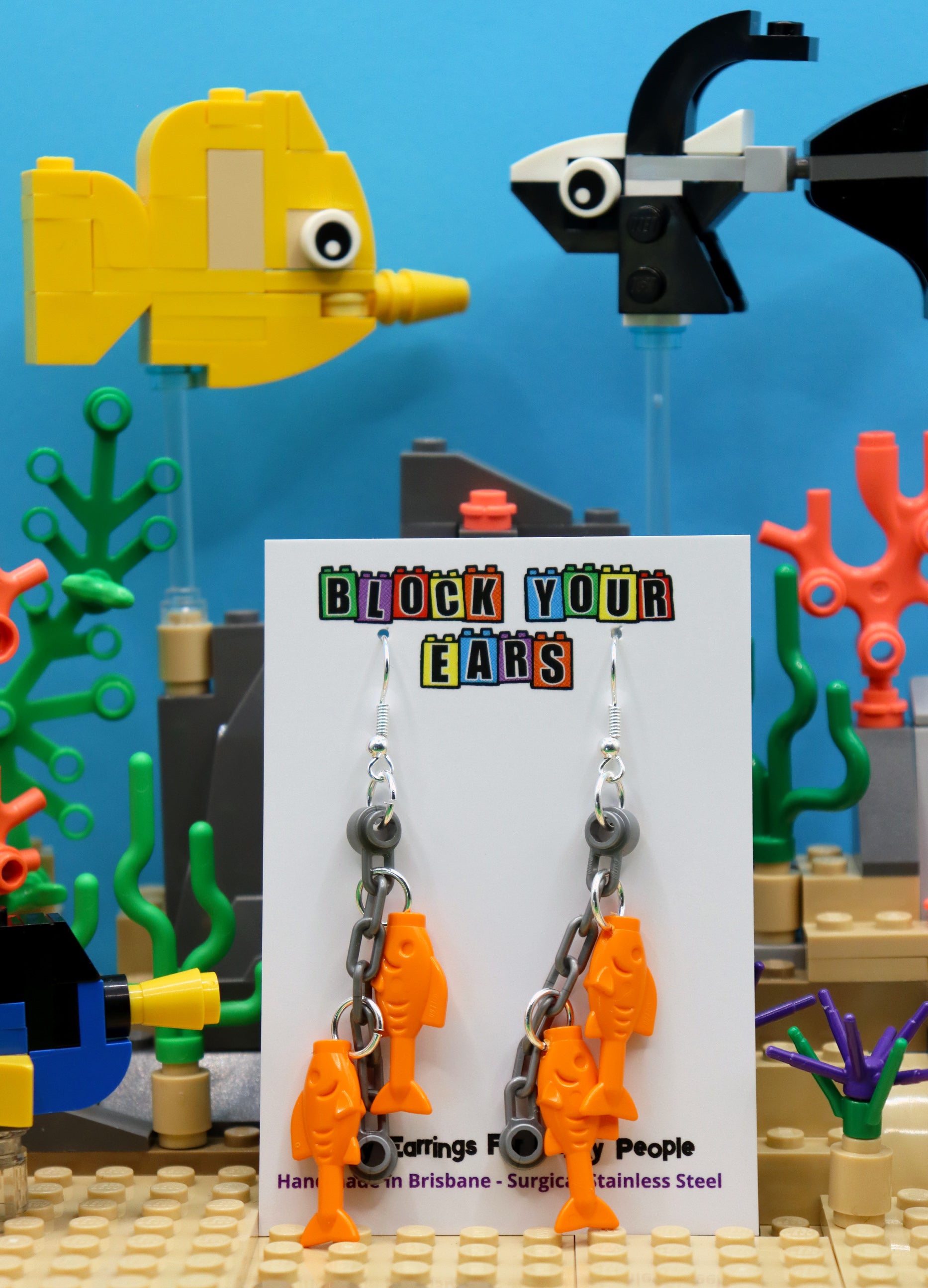 Something Fishy| Funky Lego Earrings | Lego Brick Earrings | 