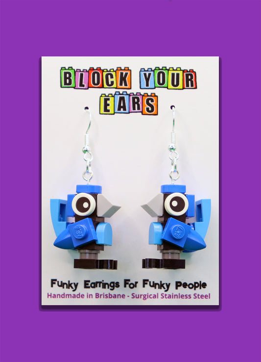 Splendid Fairy Wren Earrings | Lego Bird Earrings | Block Your Ears