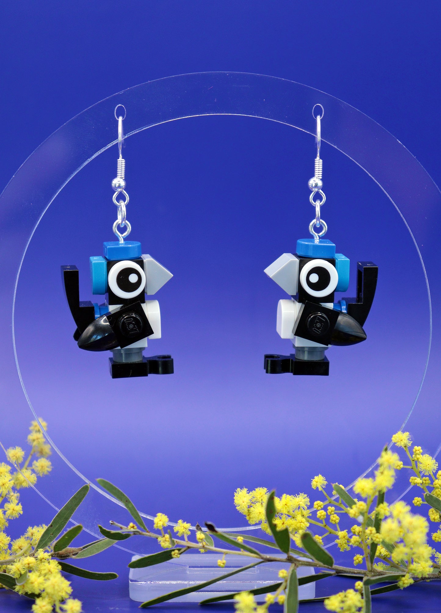 Superb Fairy Wren Earrings | Lego Bird Earrings | Block Your Ears