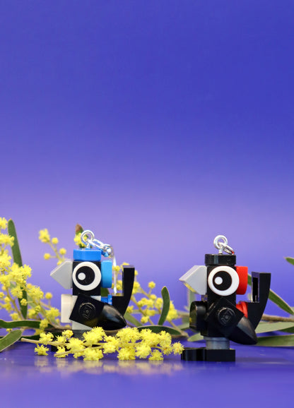 Mismatched Fairy Wren Earrings | Lego Bird Earrings | Block Your Ears