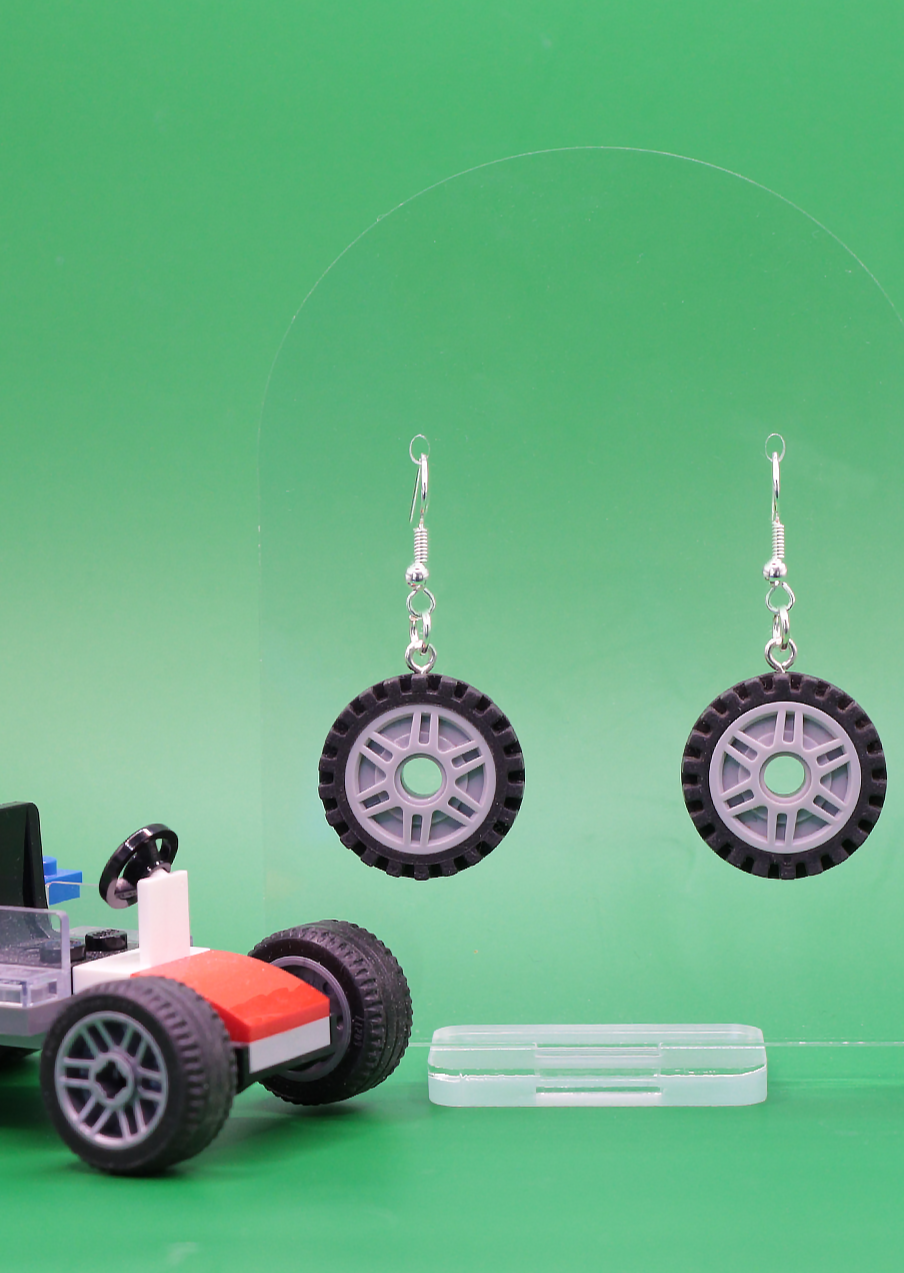 Wheel Dangle Earrings | Lego Wheel Earrings | Block Your Ears