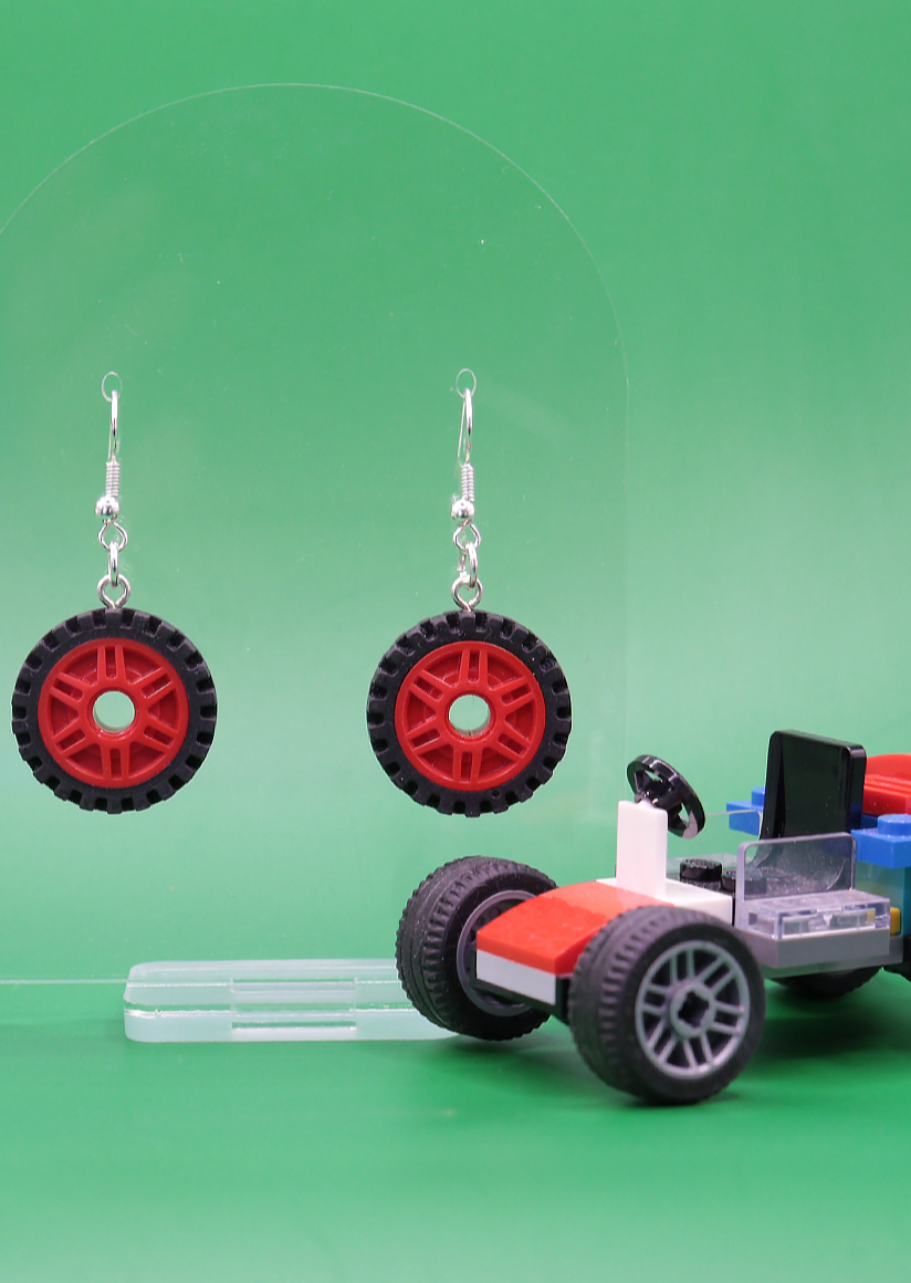 Wheel Dangle Earrings | Lego Wheel Earrings | Block Your Ears